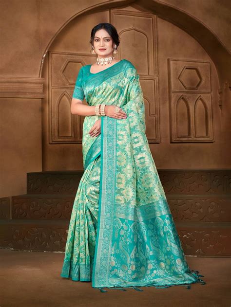 Bunawat Charulata Sangam Prints Silk Woven Worked Beautiful Saree