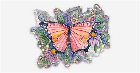 Red Butterfly Glitter Sticker by Maria Overlay Art | Glitter stickers ...