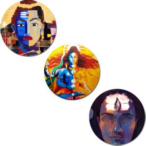 Kartik Shiva Round Wall Paintings for Living Room with Wooden Frame and ...