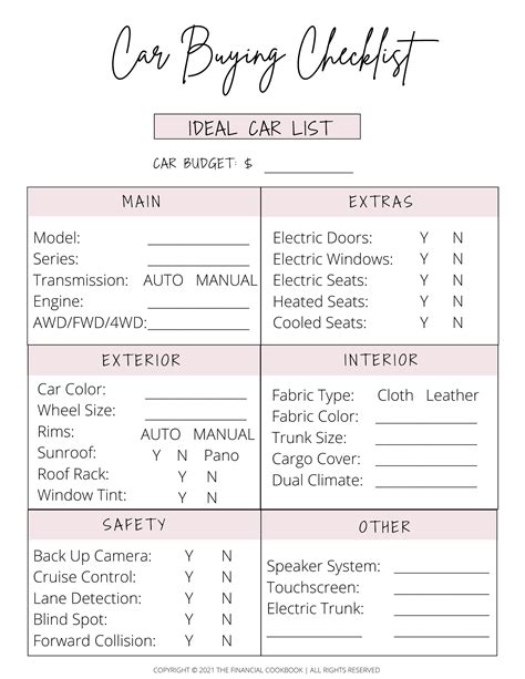 Free Car Buying Checklist and Comparison Scorecard Download - The ...