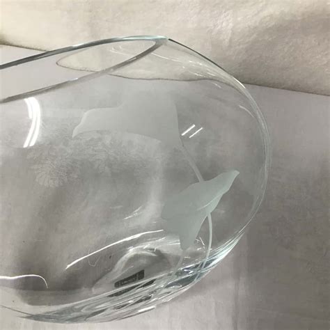Large Mikasa Oval Crystal Glass Vase with Frosted Calla Lily Pattern