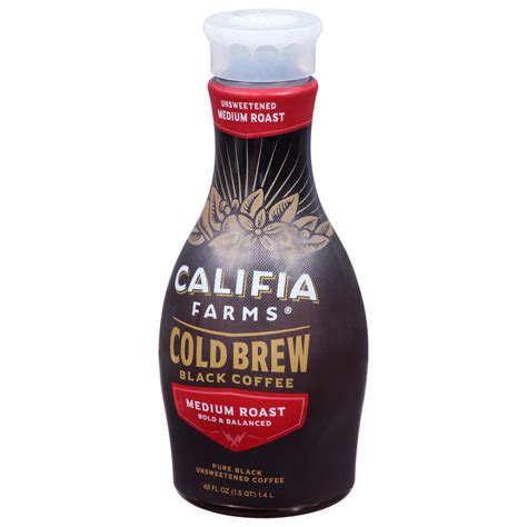 Califia Farms Medium Roast Cold Brew Unsweetened Black Coffee 48 fl oz ...