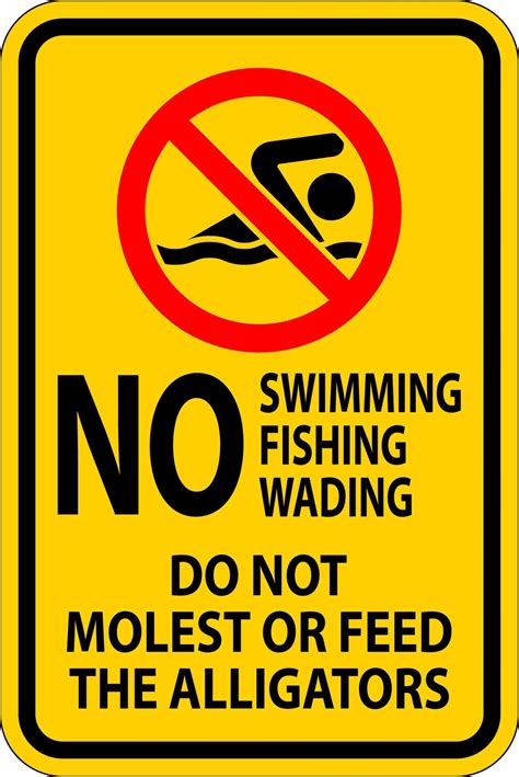 Alligator Warning Sign No Swimming Fishing Wading, Do Not Molest Or ...