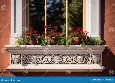 Ornamental Window Ledge of an Italianate Style Home Stock Illustration ...