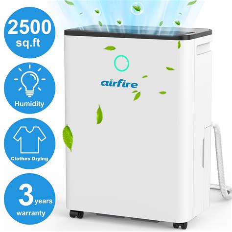 Airfire Dehumidifier, 8 Pint (DOE) Dehumidifier with Drain Hose, Max ...