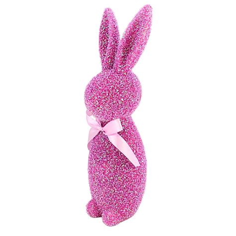 Raz Imports 16.0 Inch Iridescent Purple Flocked Bunny Easter Figurine ...