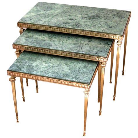 Set of Midcentury French Brass and Marble Nesting Tables For Sale at 1stDibs | french nesting tables