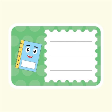 Cartoon Notebook Karakter Sticker Of Label Op Pastel Gele Achtergrond ...