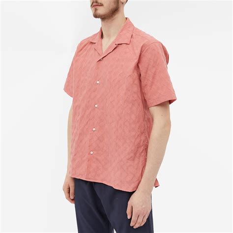 Gitman Vintage Japanese Ripple Jacquard Camp Collar Shirt Red | END.