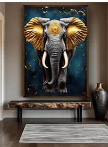 Artsense Framed Golden Elephant Canvas Wall Art Painting – 20x30 Inches ...