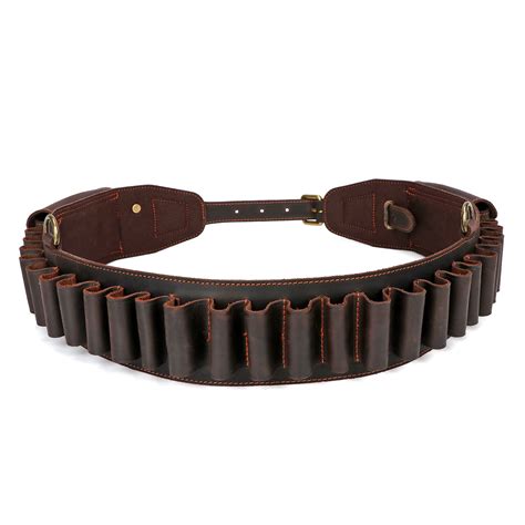 Tourbon Shotgun Cartridge Belt 12ga Leather Bandolier 25 Shells Ammo ...