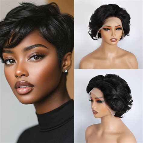 Amazon.com : WBTH Pixie Cut Wig Human Hair 5X5 HD Lace Straight Wear ...