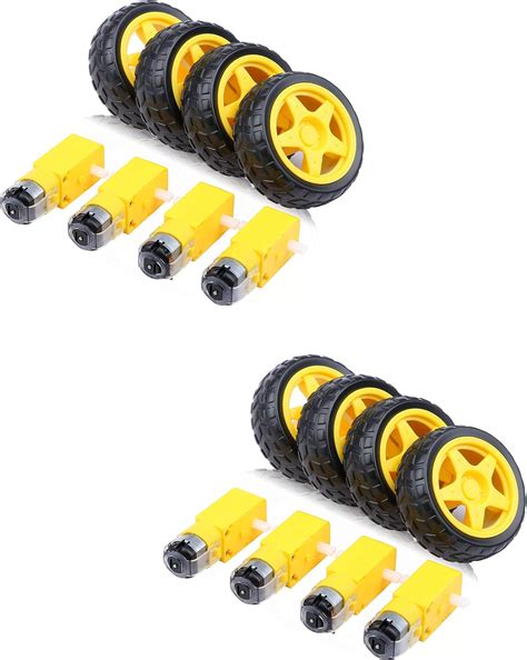 Robotbanao Combo-100RPM Dual Shaft BO Motor With 65mm Robot Wheel ...