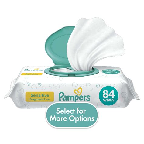 Pampers Sensitive Baby Wipes 1X Flip-Top Pack 84 Wipes (Select for More ...