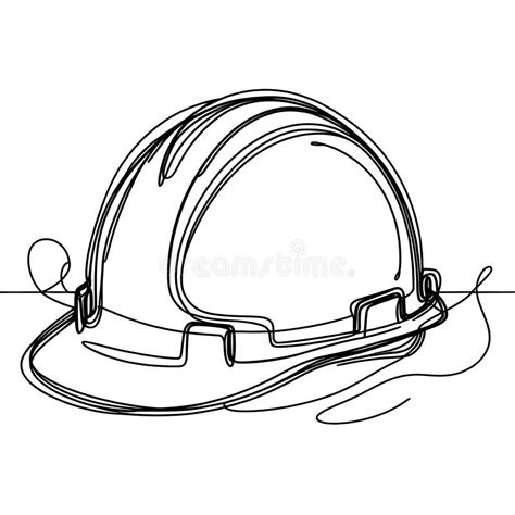 The Image is a Black and White Drawing of a Hard Hat. Stock ...