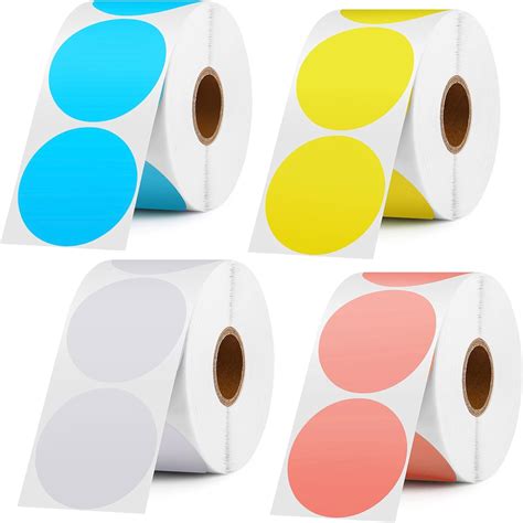 Buy 4 Rolls 1.5 Inch Circle Direct Thermal Sticker Labels, Round ...
