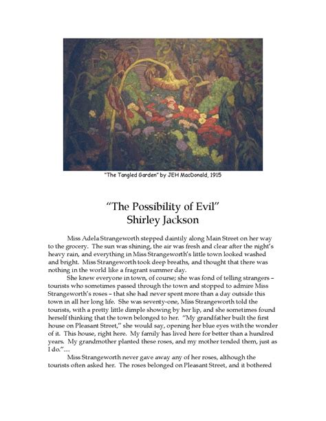 “The Possibility of Evil” Shirley Jackson | Slides Chemistry | Docsity
