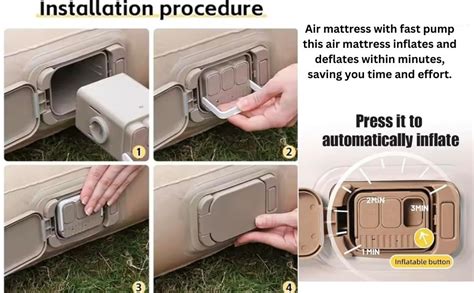 Scaroal Double Air Bed, Air Mattress Inflatable Queen Mattress Built-in ...