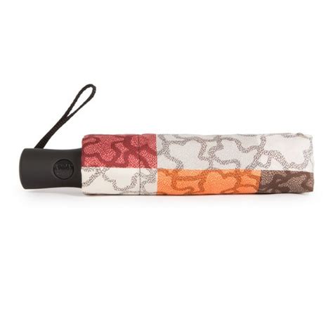 TOUS Kaos Cuadrados folding Umbrella in orange and brown | TOUS