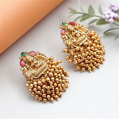 Antique Beads Bunch Kemp Traditional Lakshmi Studs – Happy Pique