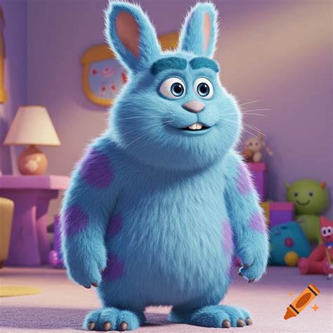 Rabbit dressed as Sully from Monsters Inc on Craiyon