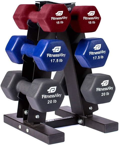 Buy Fitness Alley Neoprene Dumbbells A Frame Rack - Free Weights Hex ...