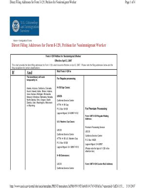 I 129 Filing Address - Fill Online, Printable, Fillable, Blank | pdfFiller
