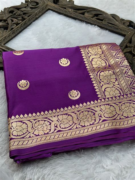 Light Purple Satin Silk Chand Tara Weave Banarasi Saree – Unique ...