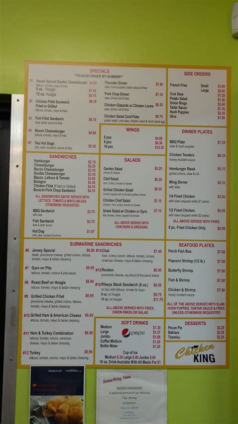 Menu at Chicken King restaurant, Charlotte, General Dr