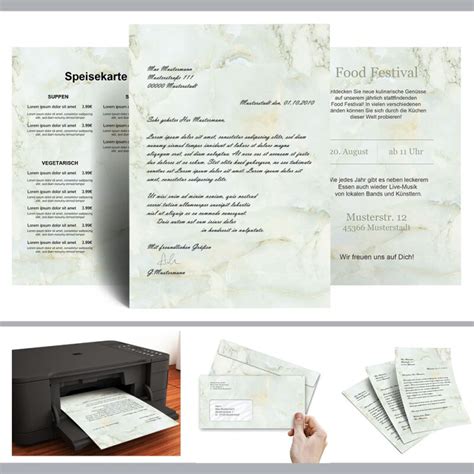 Briefpapier Sets Marmor & Struktur MARMOR HELLGRÜN Marmorpapier Sets