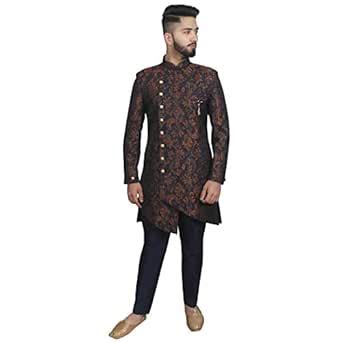 Buy SG RAJASAHAB Sherwani Set For Men (DL-12855-RUST NAVY-40) at Amazon.in