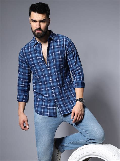 Blue Classic Opaque Checked Casual Shirt – HighStar