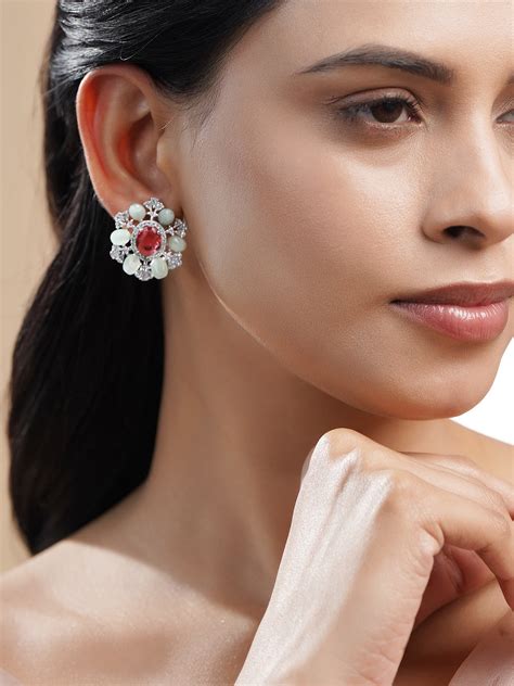 Crystal Bloom Ruby Red Studs – Rubans