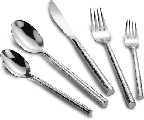 Amazon.com | Kelenfer 18/10 Stainless Steel Flatware Set Hand Forged ...