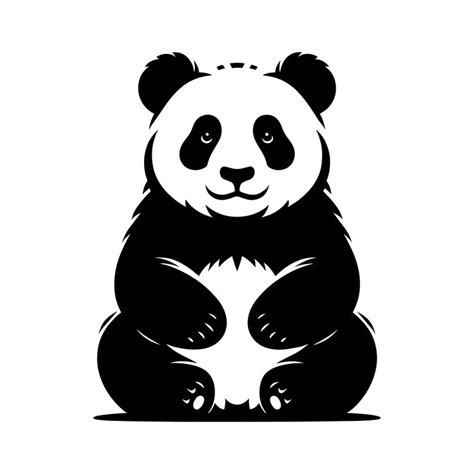 Panda silhouette isolated on white background minimalist panda vector ...