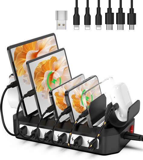 Amazon.com: VPSUN USB C Charging Station 55W,6-Port USB Charger for ...