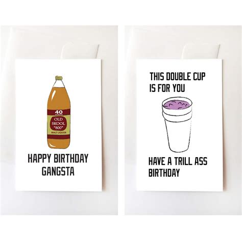 40 oz Beer & Double Cup Happy Birthday Greeting Card Set, Funny ...