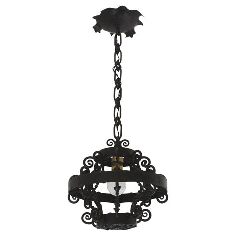 Spanish 1940s Wrought Iron Lantern, Scroll and Twisting Details For ...