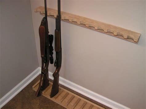 12 gun - wood closet gun rack with floor rest - Solid Oak | Solid oak ...