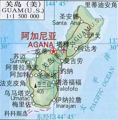 关岛地图中文版高清 - 美国地图 - 地理教师网