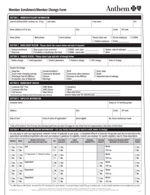 SECTION 1 MEMBERAPPLICANT INFORMATION Current Anthem BCBS Contract No ...