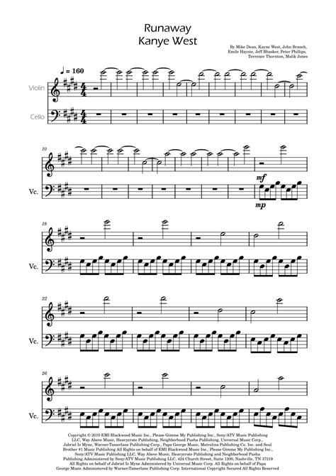 Runaway (arr. Ygor Nunes) by Kanye West Sheet Music for Instrumental ...