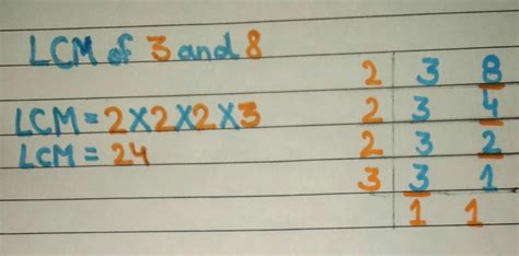 find the LCM OF 3AND 8 - Brainly.in