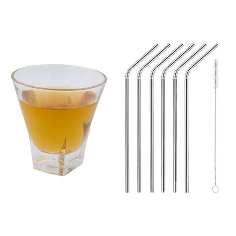 Buy TATVAA Glass Square Base Rock Glass & Stainless Steel Stainless ...