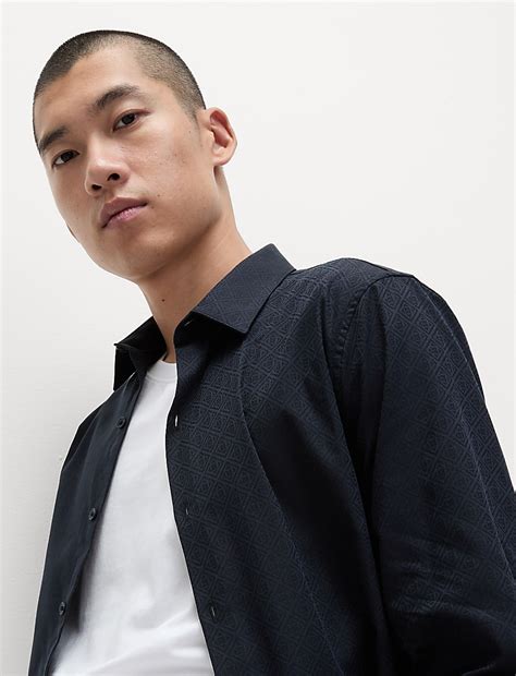 Buy Pure Cotton Diamond Print Shirt at Marks & Spencer