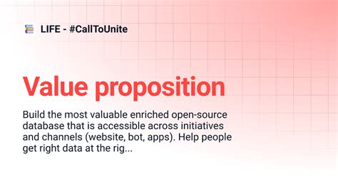 Value proposition | LIFE - #CallToUnite