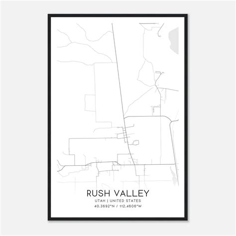 Rush Valley Utah Map Poster, Modern Home Decor Wall Art Print - Custom ...