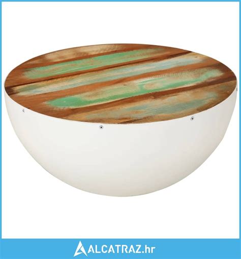 Stolić za kavu u obliku zdjele bijeli Ø 50 x 24 cm masivno drvo - NOVO