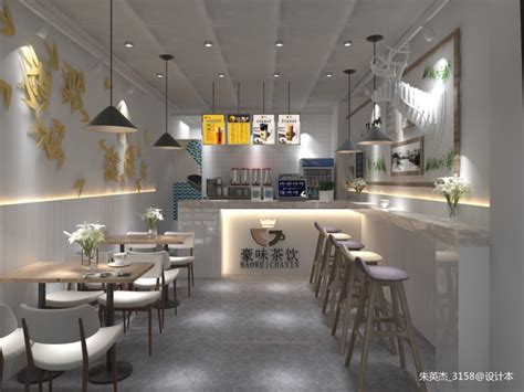8万元餐饮空间30平米装修案例_效果图 - 奶茶店 - 设计本