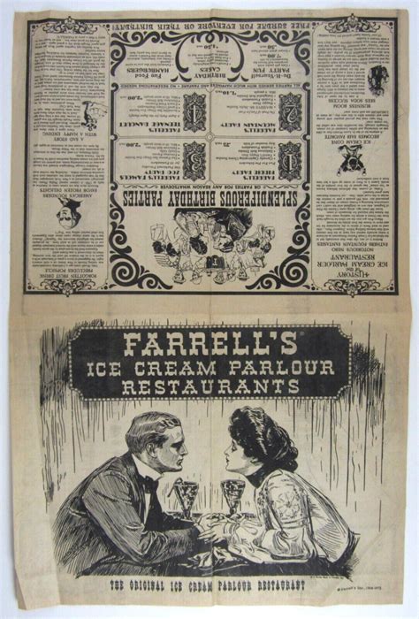 Vintage Restaurant Menu Farrell's Ice Cream Parlour Soda Fountain ...